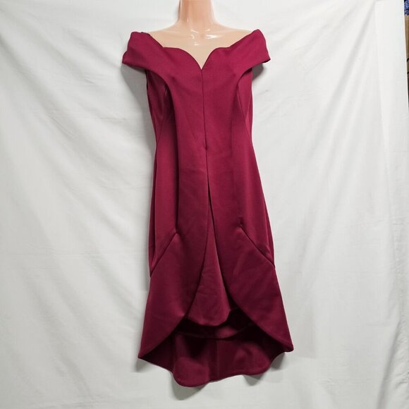 Black Halo Eve Anderson Off the Shoulder Sheath Dress Women Size 8 Burgundy - Picture 3 of 14